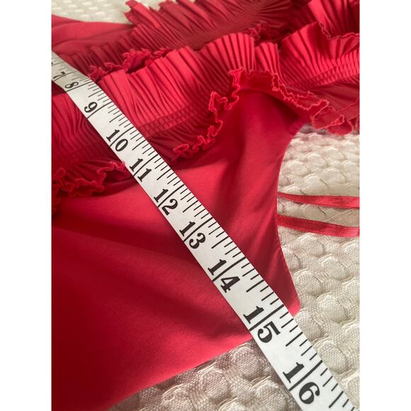 BCBGMAXAZRIA Woven Cotton Ruffle‎ Halter Party Dress Sz 2 - Picture 9 of 14